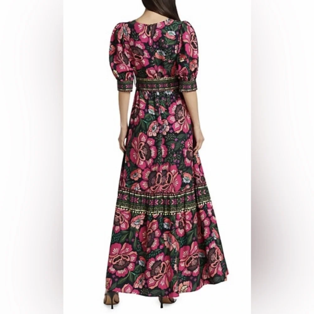 FARM Rio Floral V-Neck Maxi Dress in Pink and Green - Picture 3 of 5